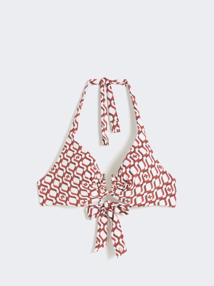 Printed jersey bikini top - RUST - 6