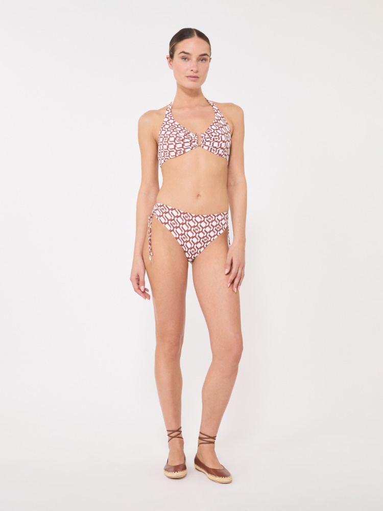 Printed jersey bikini top - RUST - 1