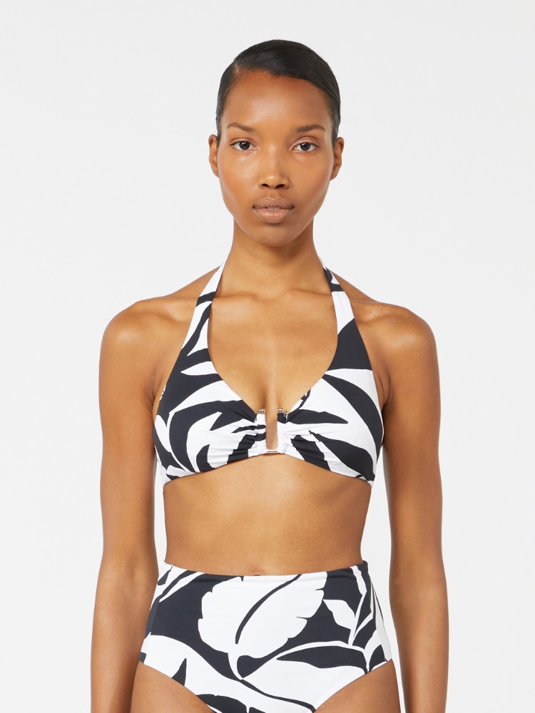 Printed jersey bikini top - WHITE - 2