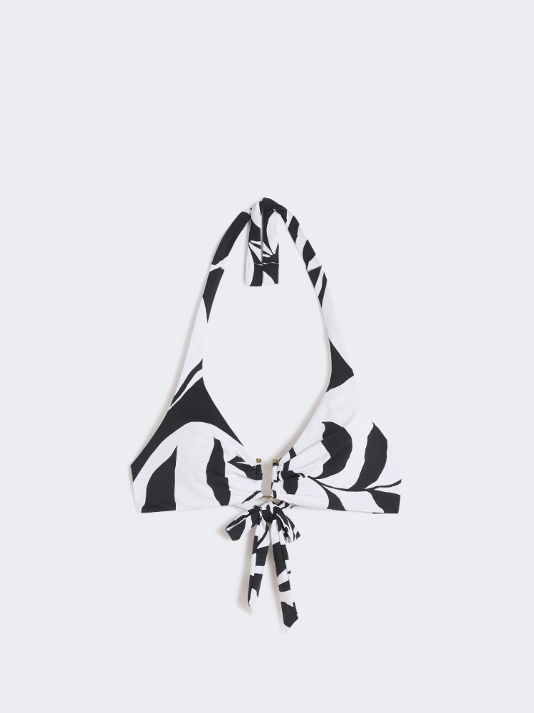 Printed jersey bikini top - WHITE