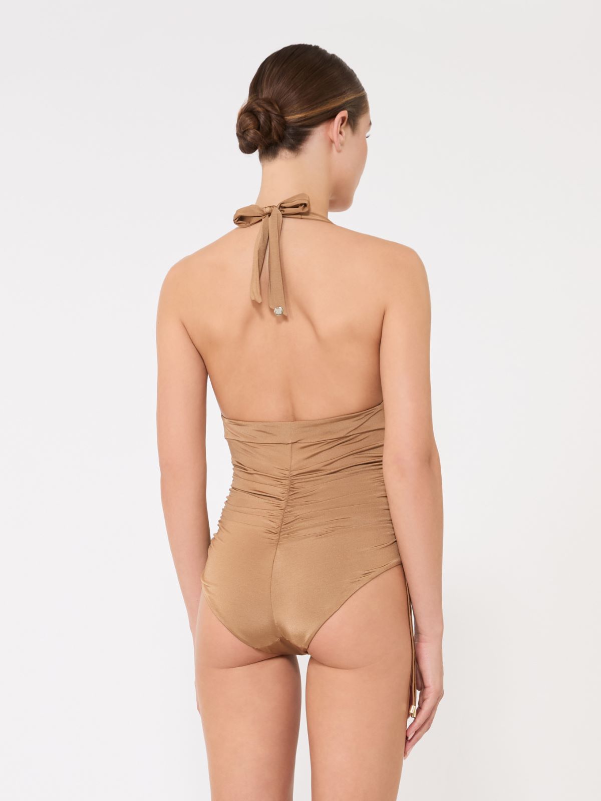 Maillot de bain une pièce froncé en jersey - POIL DE CHAMEAU - 3