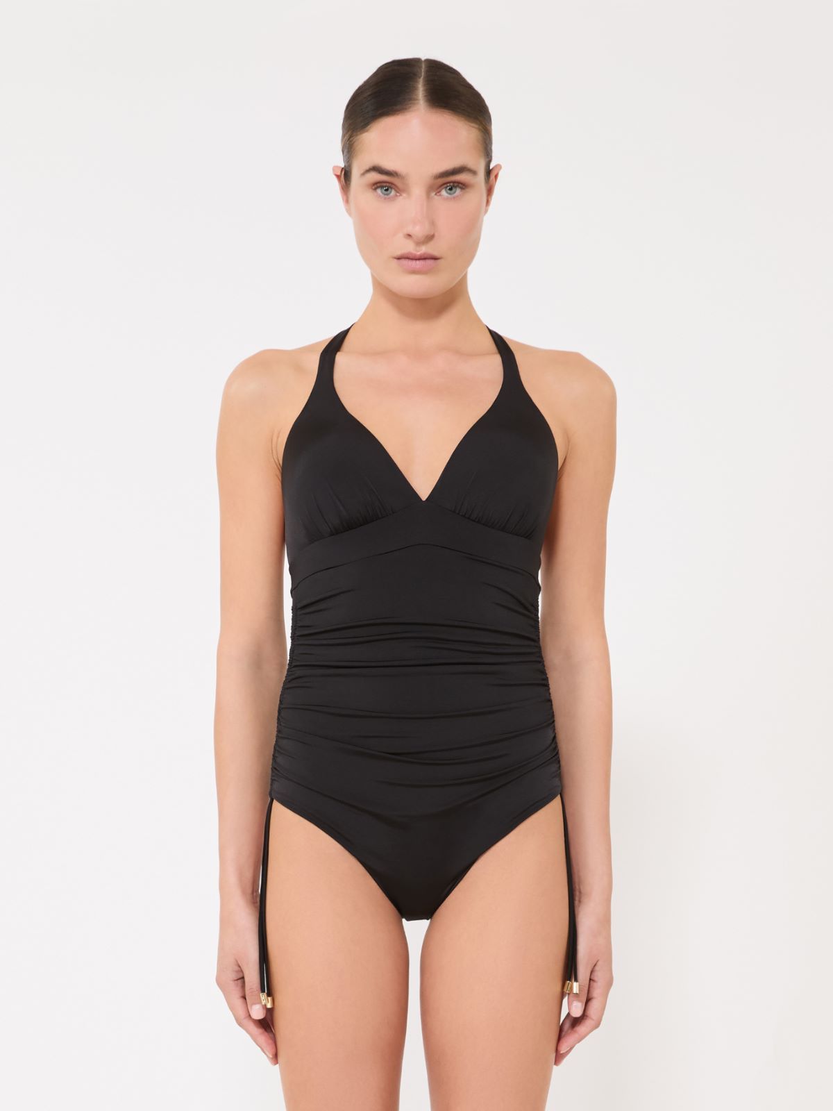 Gathered jersey swimsuit - BLACK - 2