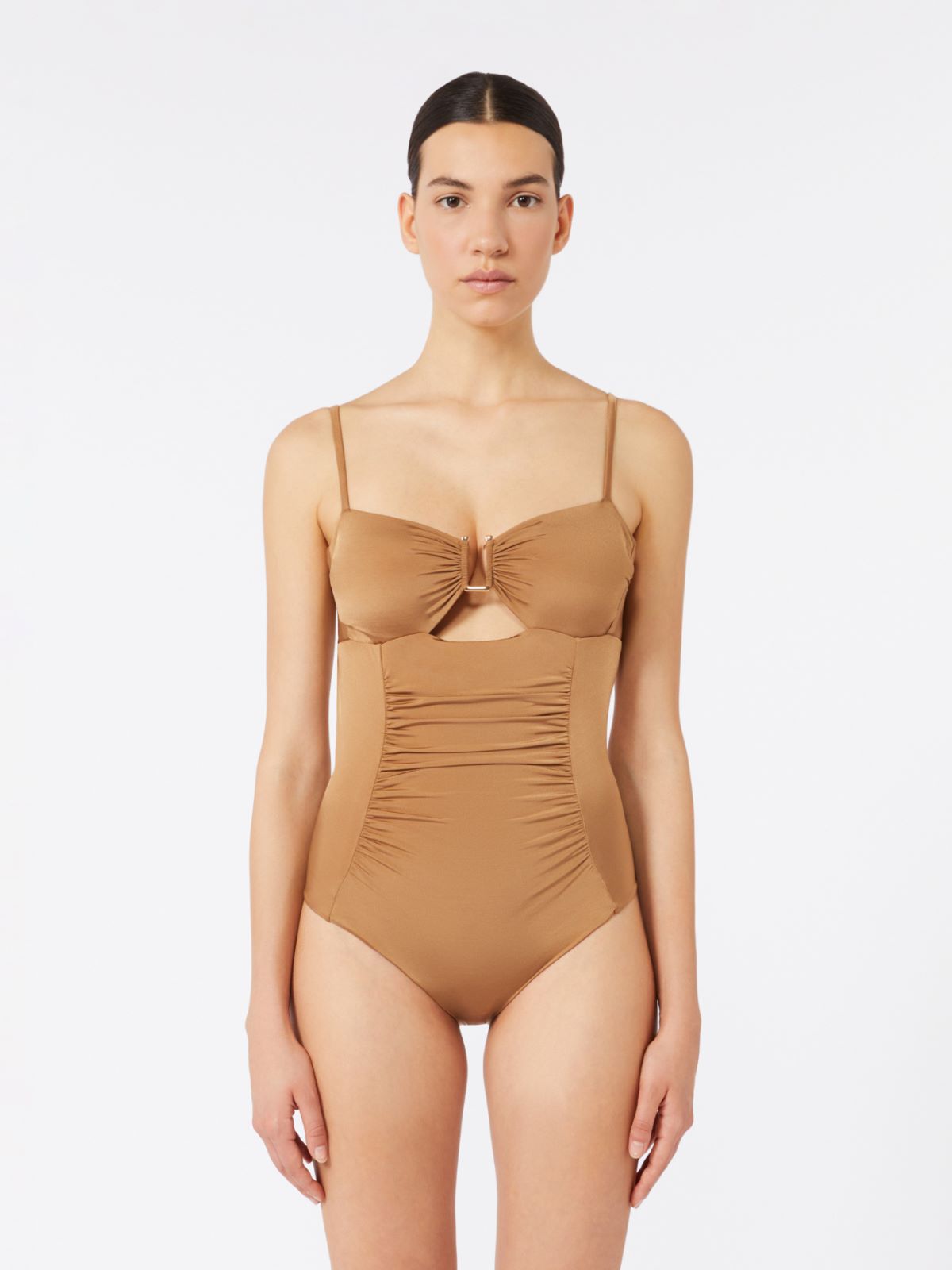 Costume intero a fascia in jersey lucido - CAMMELLO - Max Mara - 2