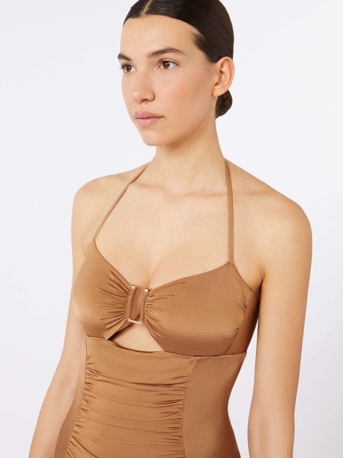 Costume intero a fascia in jersey lucido - CAMMELLO - Max Mara - 4