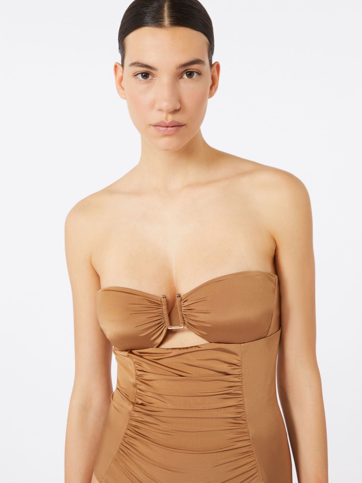 Costume intero a fascia in jersey lucido - CAMMELLO - Max Mara - 5