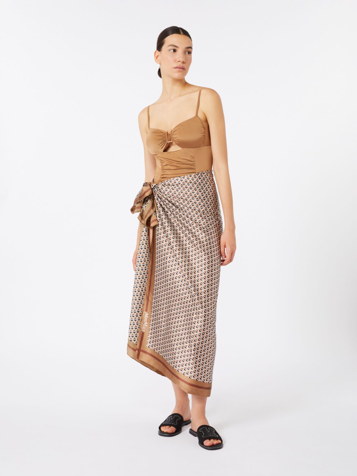 Costume intero a fascia in jersey lucido - CAMMELLO - Max Mara