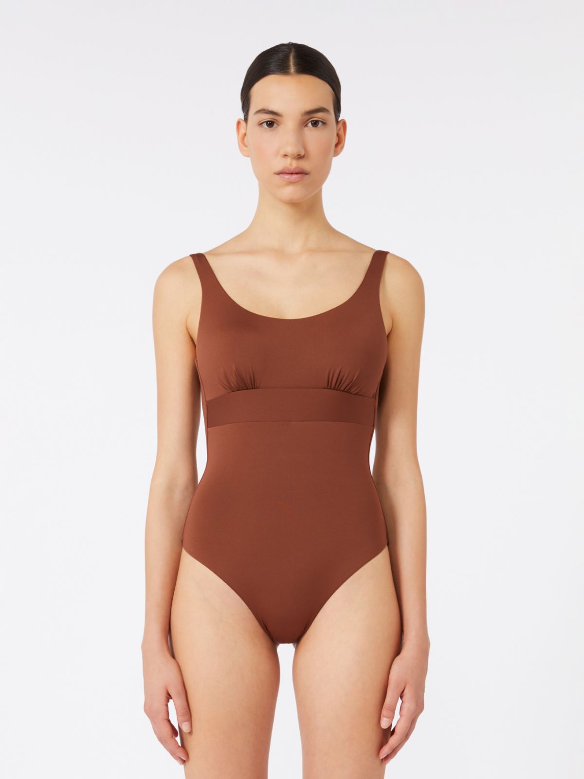 Jersey racer-back swimsuit - CHOCOLATE - 2