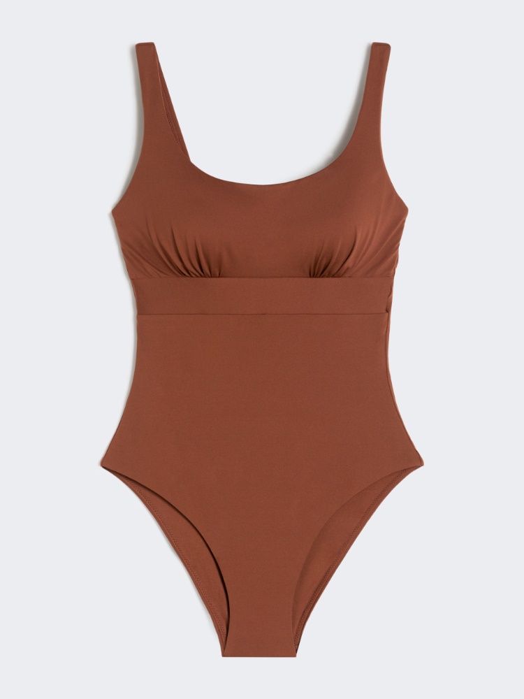 Jersey racer-back swimsuit - CHOCOLATE