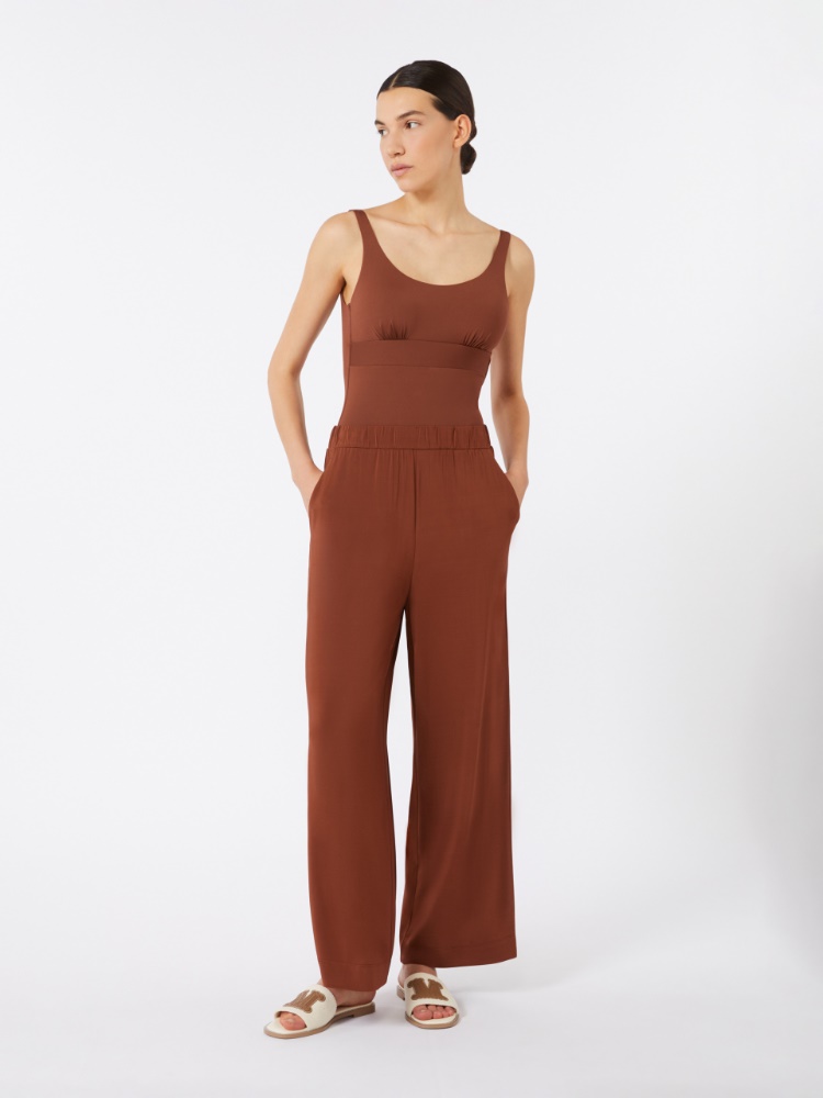 Jersey racer-back swimsuit - CHOCOLATE - 1