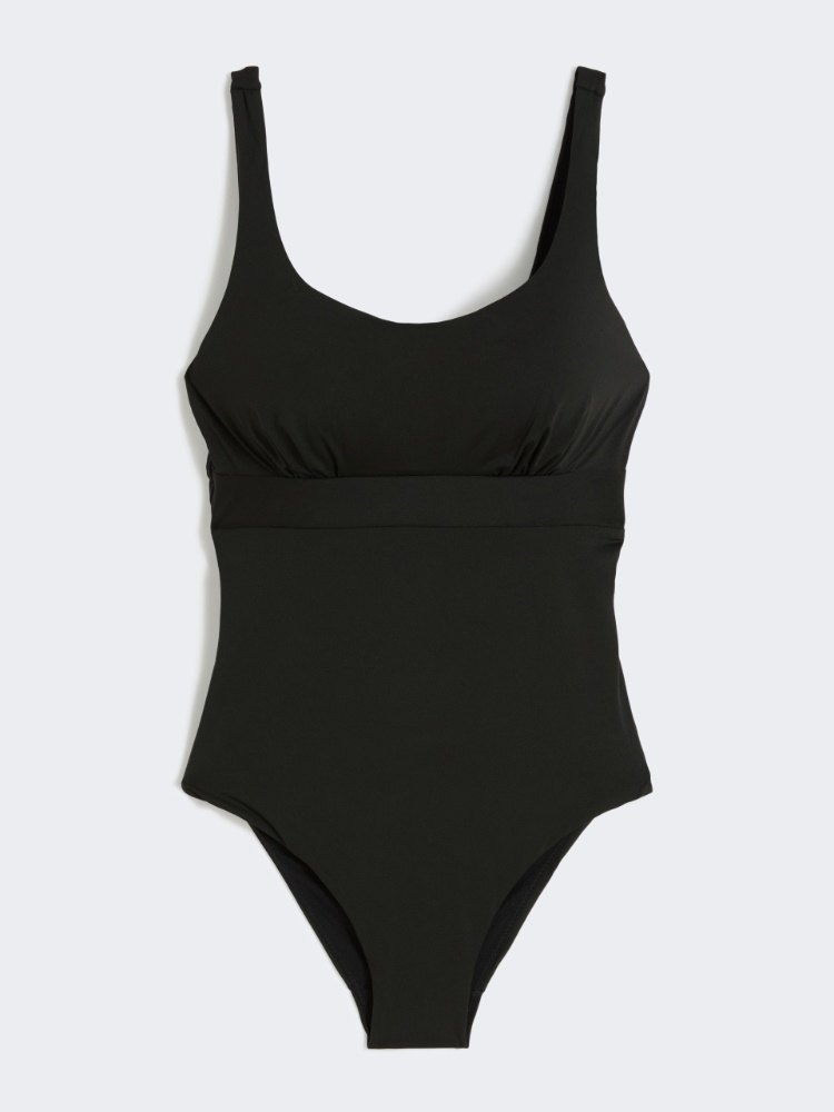 Jersey racer-back swimsuit - BLACK