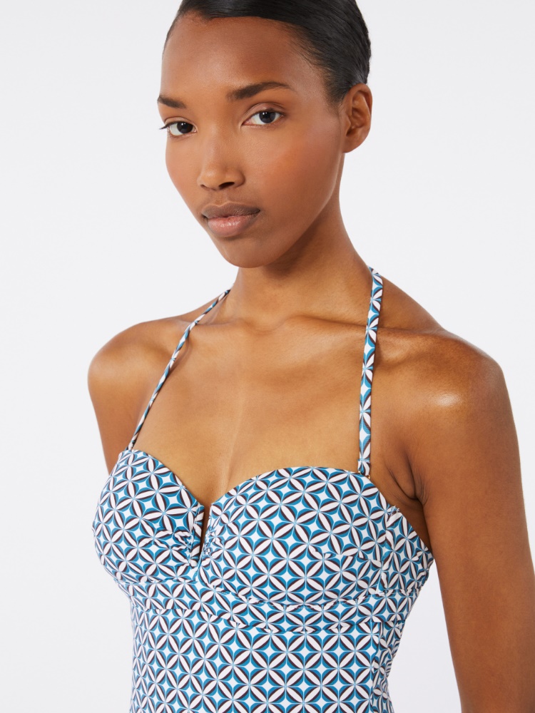 Bañador de banda de nailon estampado - TURQUESA - Max Mara - 4