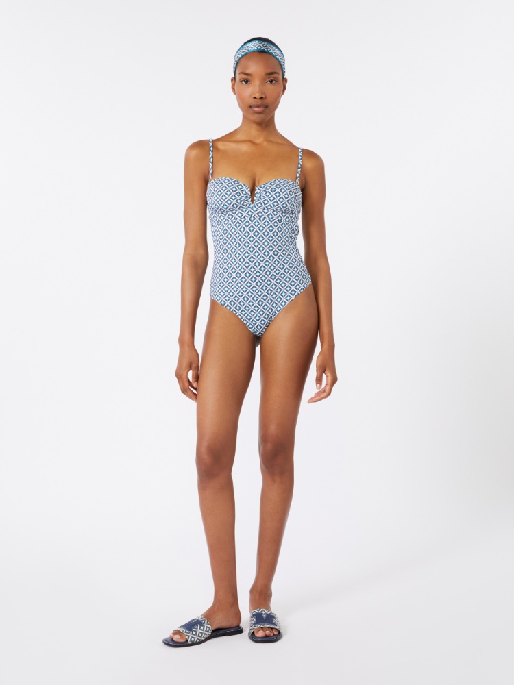 Bañador de banda de nailon estampado - TURQUESA - Max Mara
