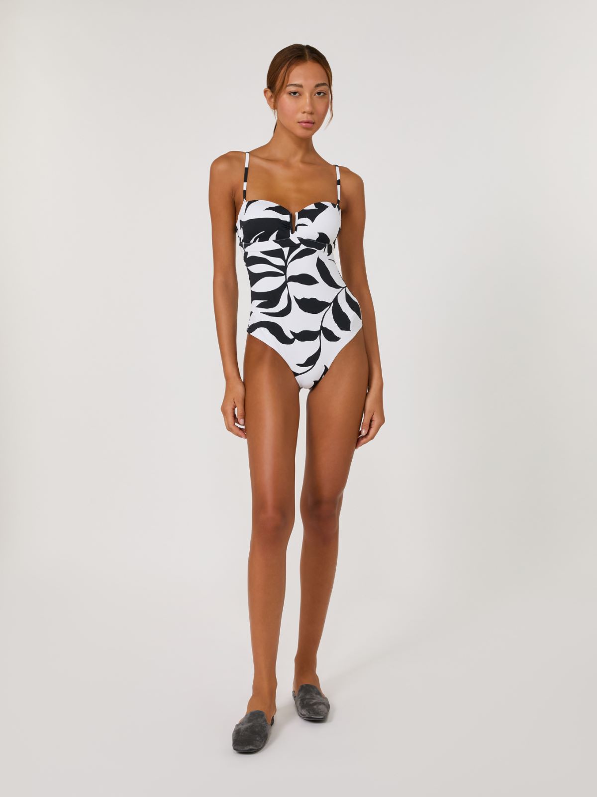 Bañador de banda de nailon estampado - BLANCO - Max Mara