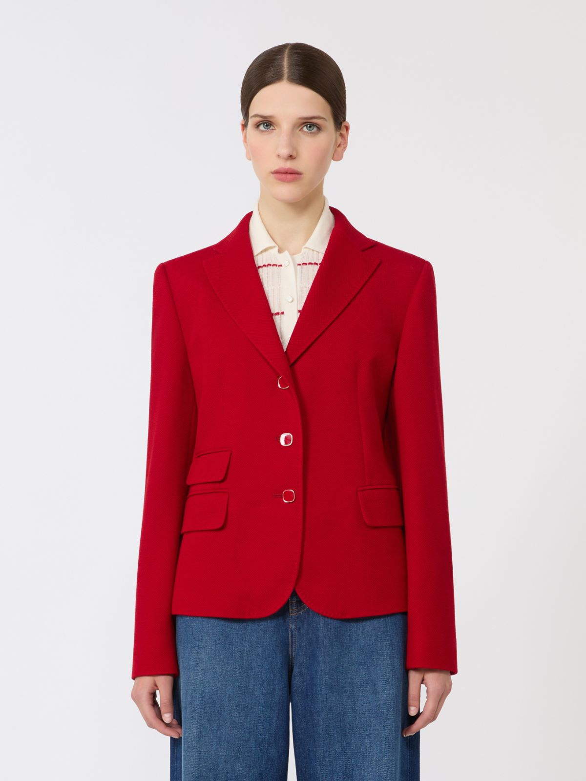 Single-breasted piqué jersey jacket - RED - Max Mara - 6