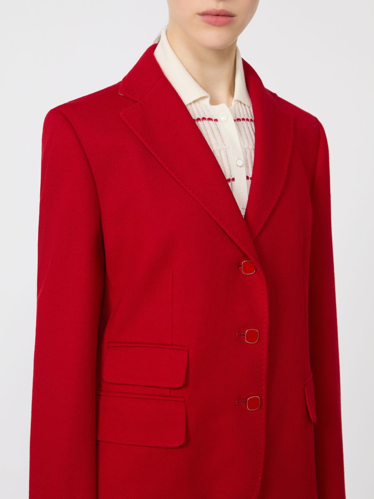 Single-breasted piqué jersey jacket - RED - Max Mara - 6