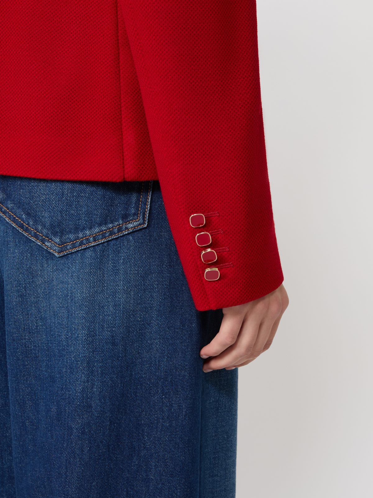 Single-breasted piqué jersey jacket - RED - Max Mara - 6