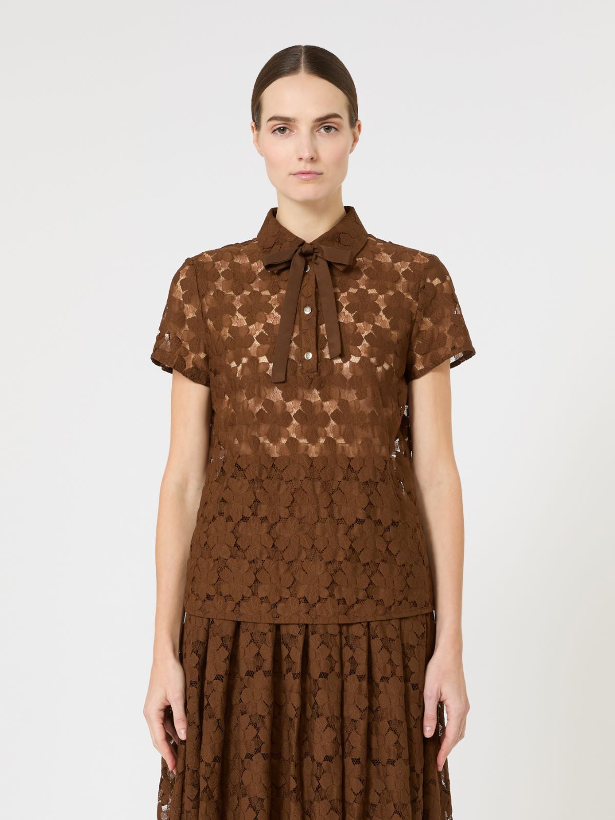 Lace T-shirt - CHOCOLATE - Max Mara - 5