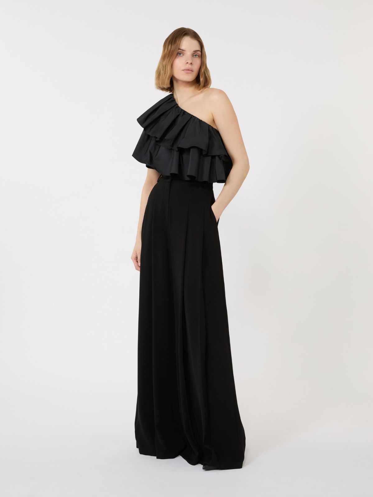 Cotton jersey couture top - BLACK