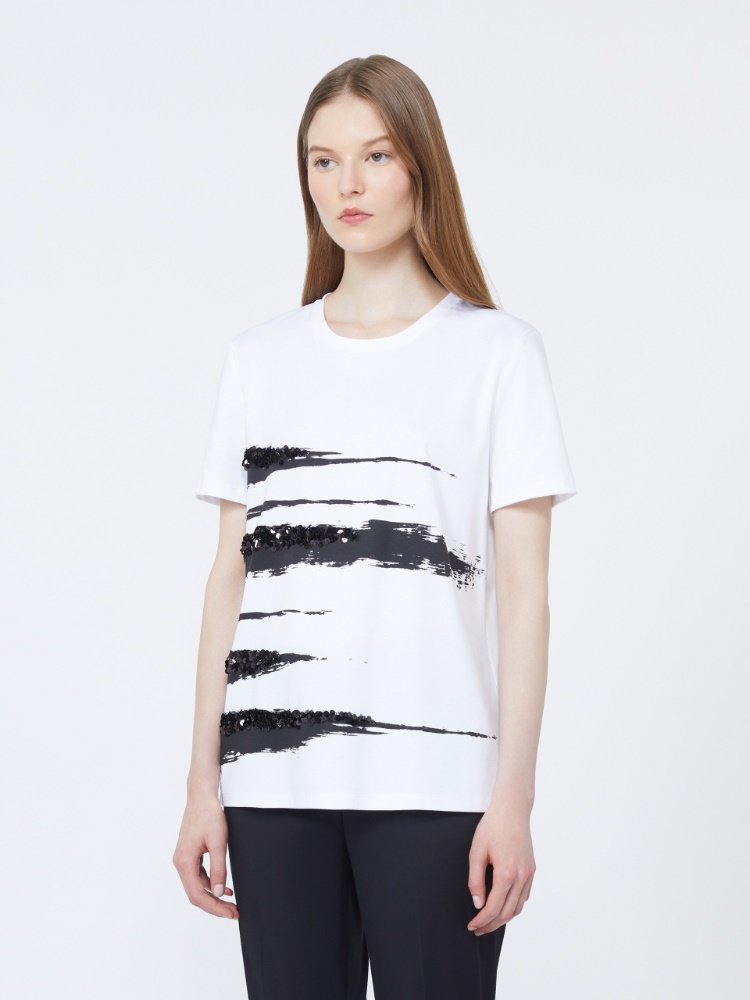 [ピアチェーレ] ピュア コットン ジャージー Tシャツ - OPTICAL WHITE003 - 2