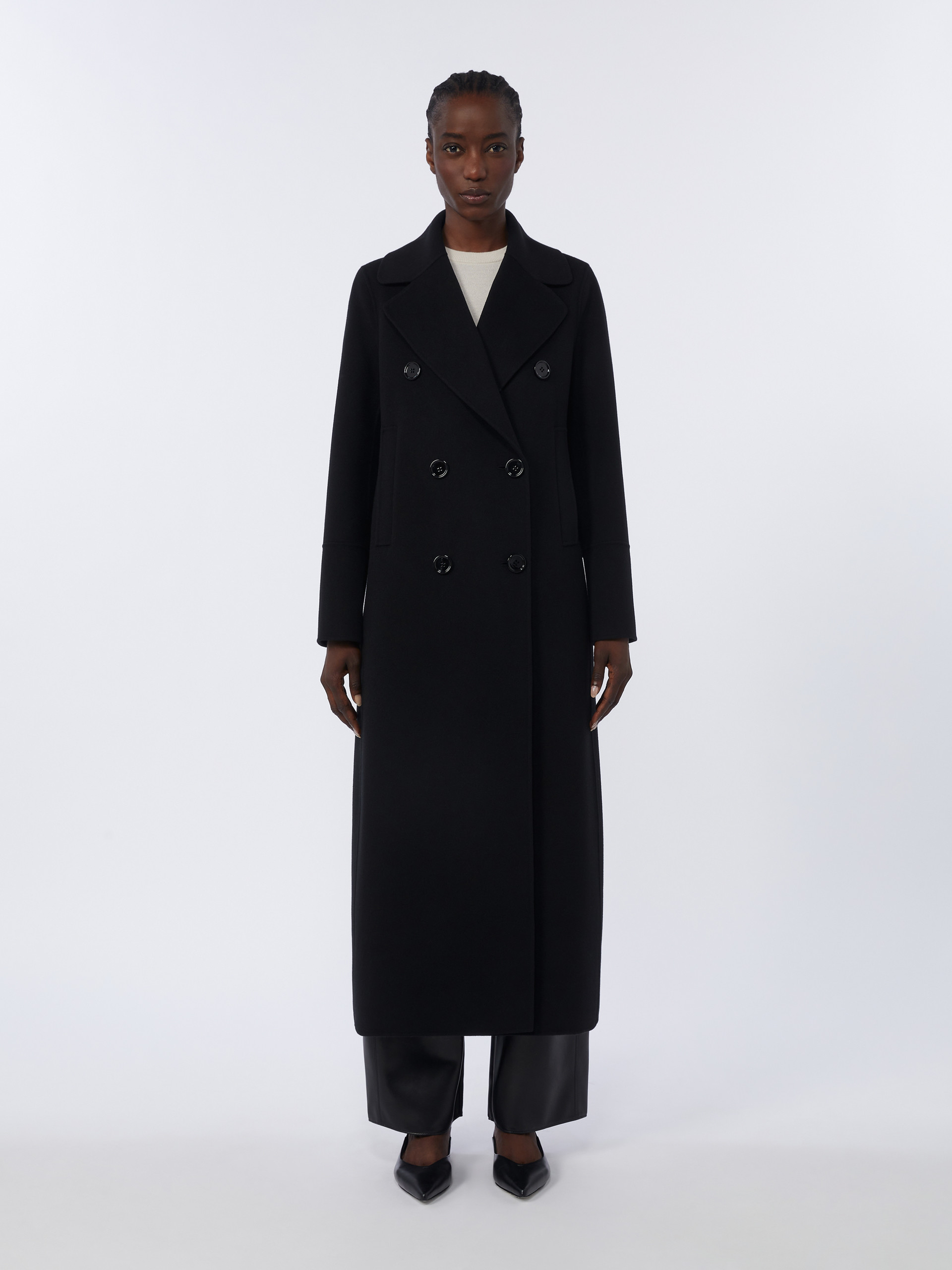 Long wool coat with half-belt detail - BLACK - Max Mara - 2