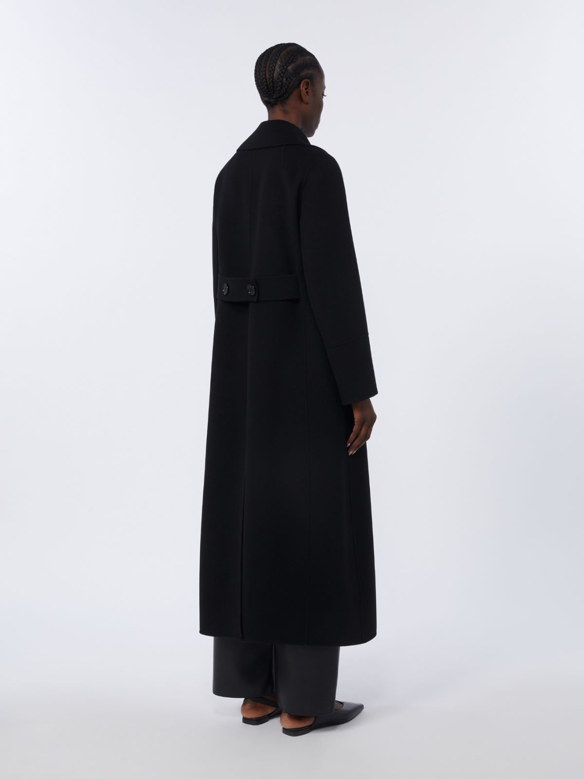 Long wool coat with half-belt detail - BLACK - Max Mara - 5