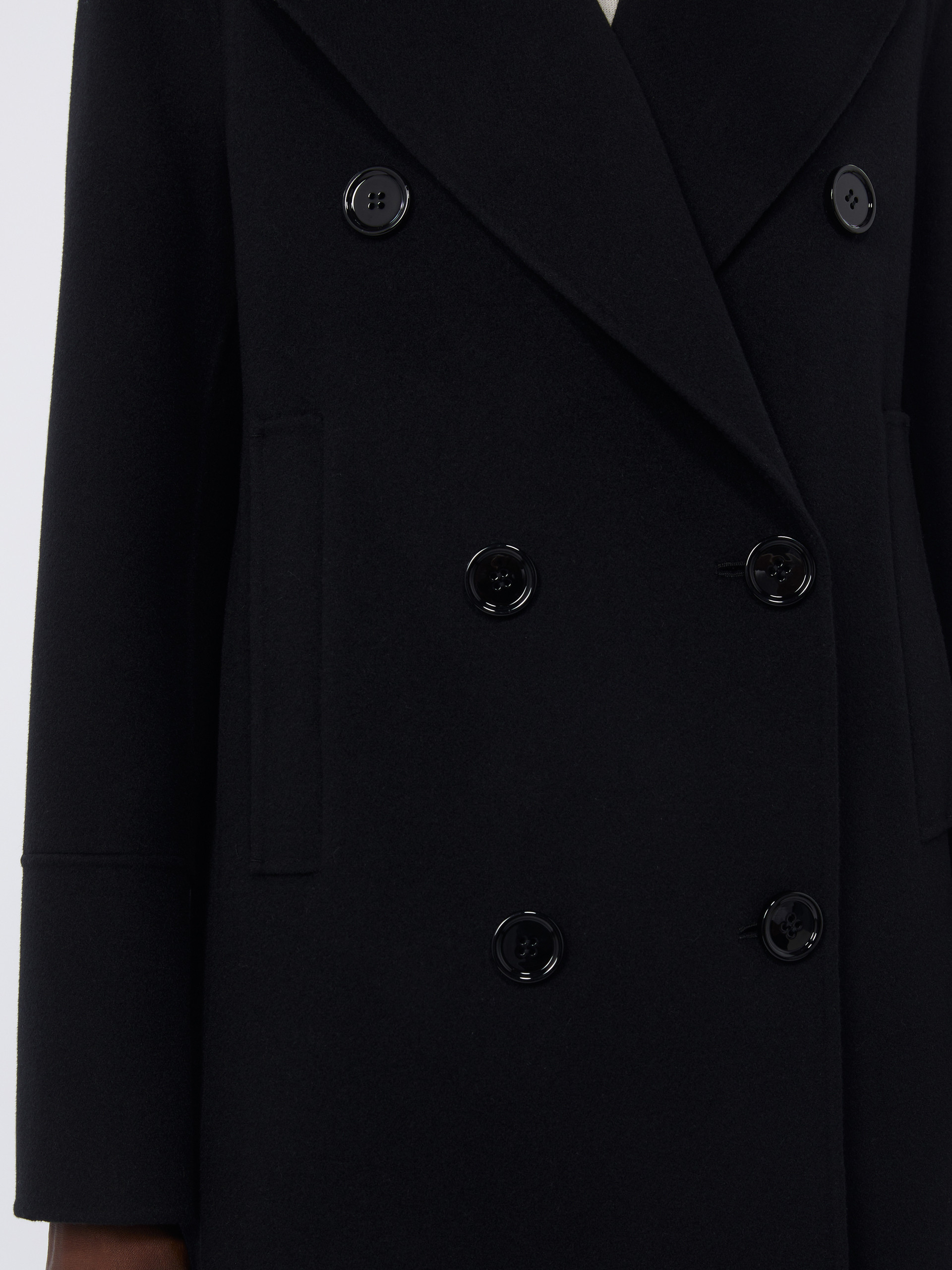 Long wool coat with half-belt detail - BLACK - Max Mara - 4