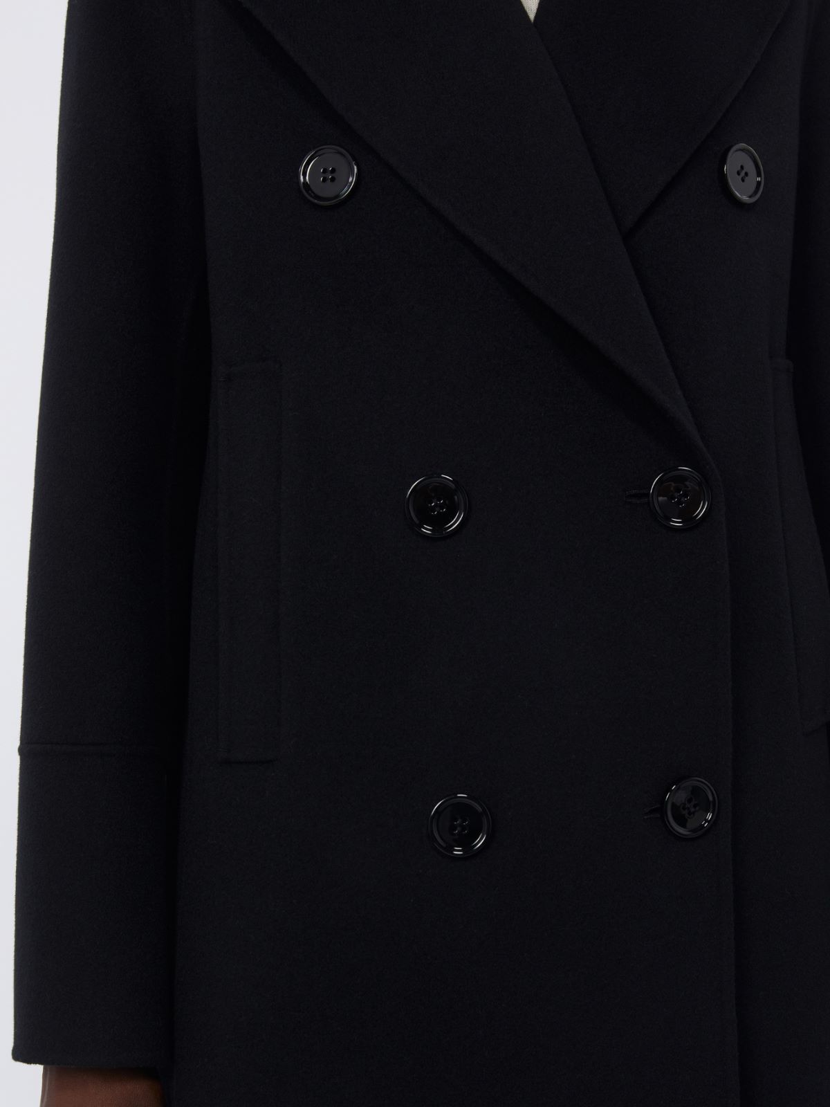 Long wool coat with half-belt detail - BLACK - Max Mara - 5