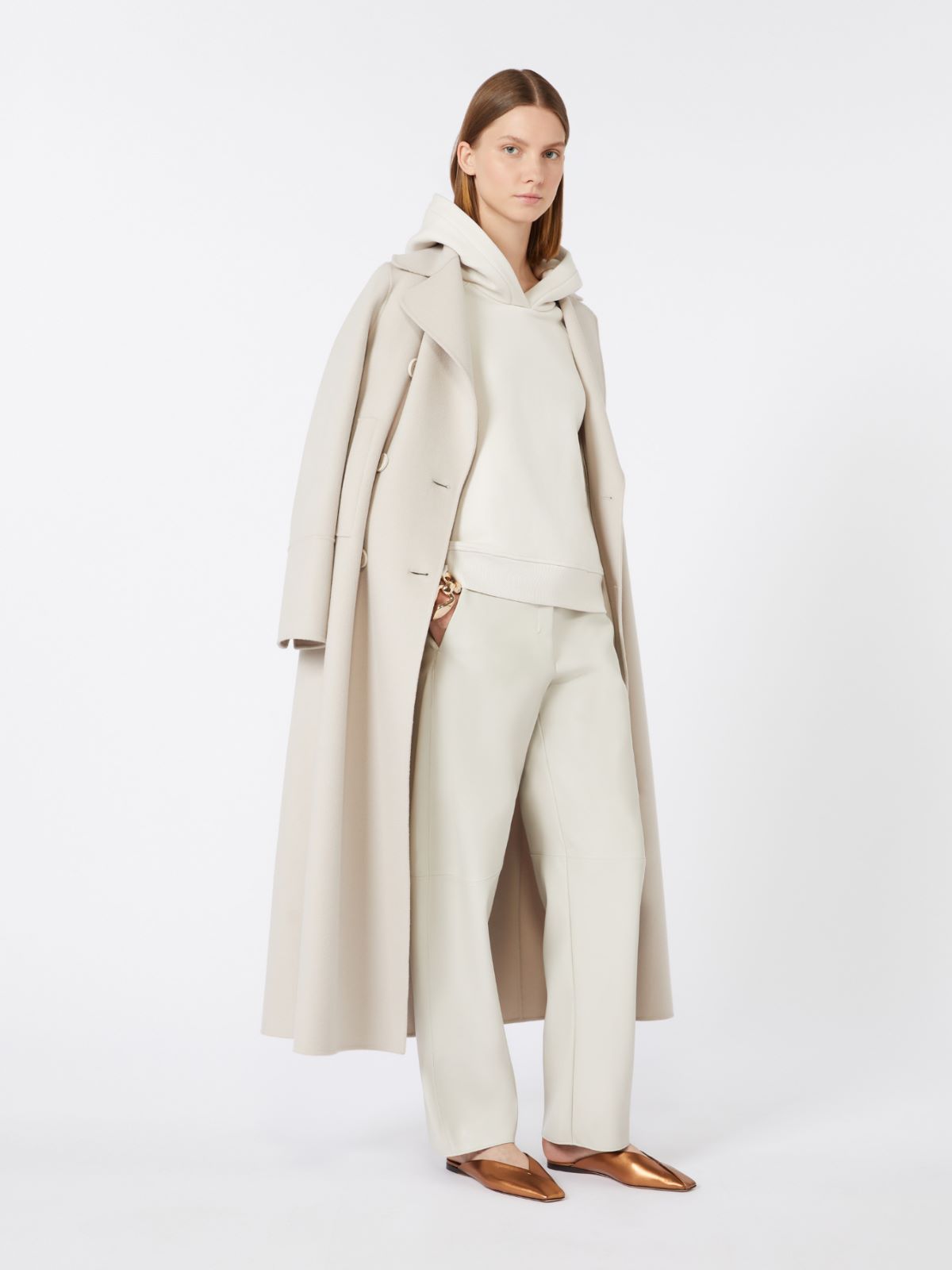 Long wool coat with half-belt detail - SAND - Max Mara - 5