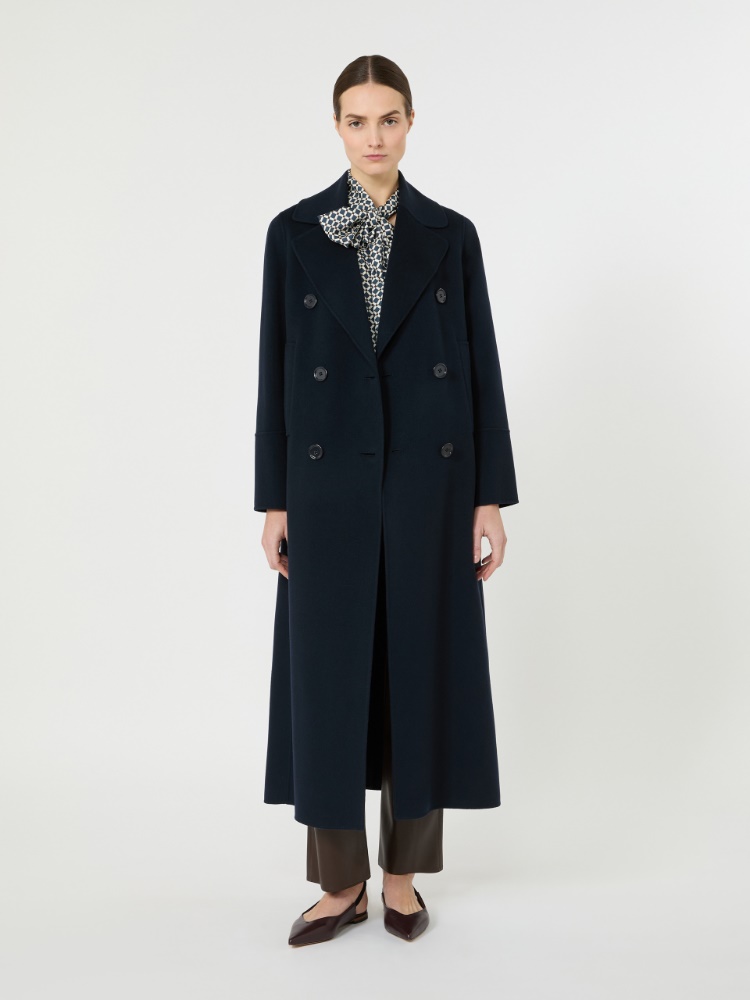 Long wool coat with half-belt detail + MIDNIGHTBLUE - Max Mara