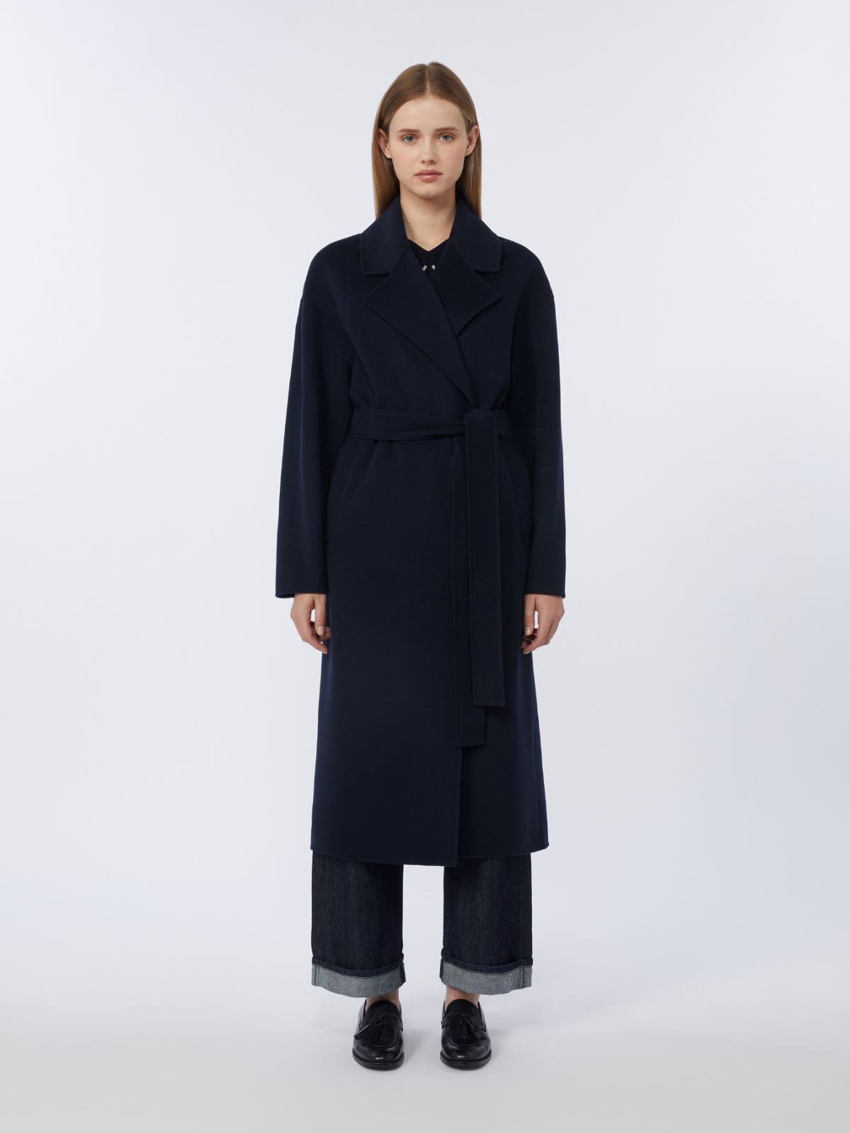 Long wool broadcloth coat - MIDNIGHTBLUE - Max Mara - 4