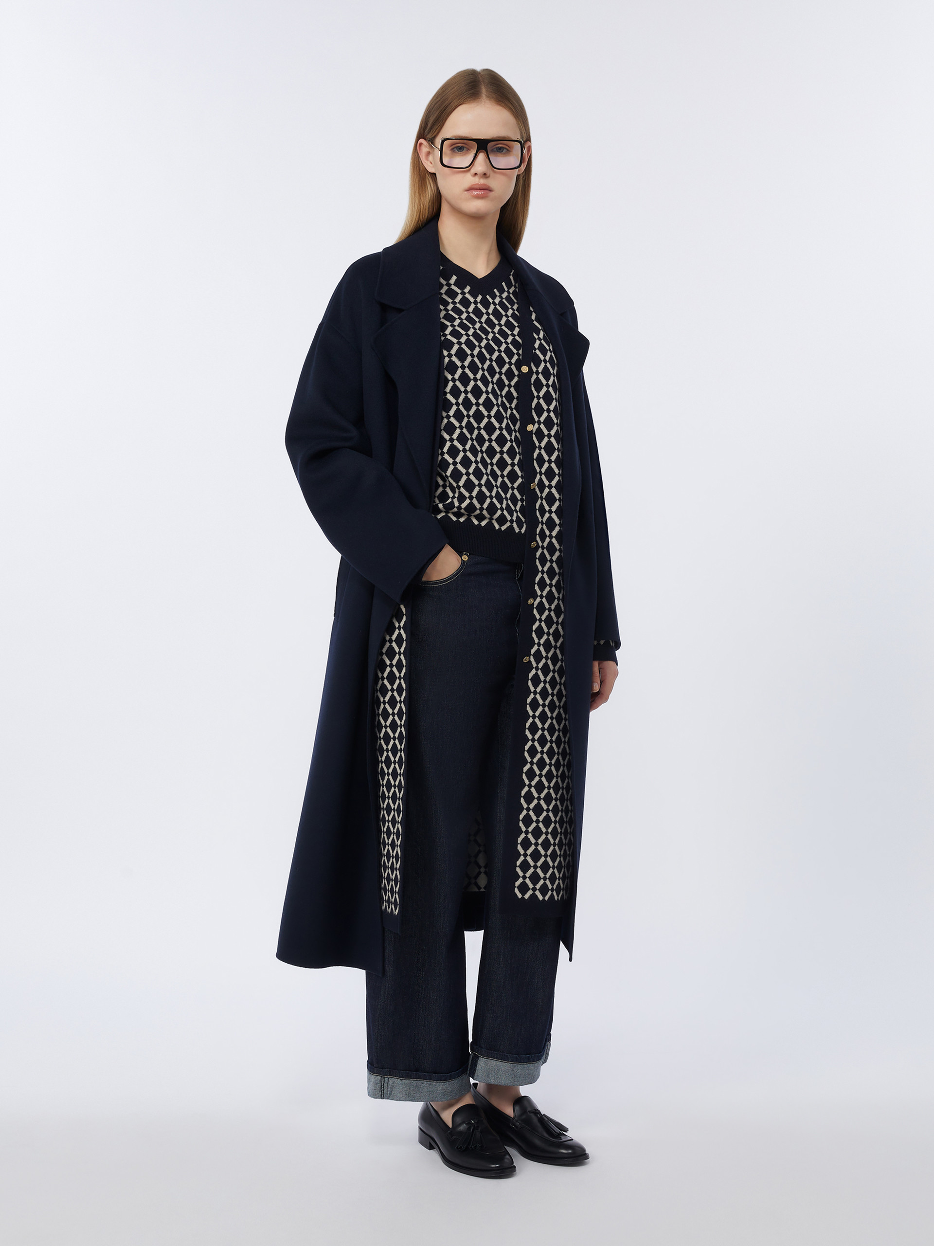 Long wool broadcloth coat - MIDNIGHTBLUE - Max Mara