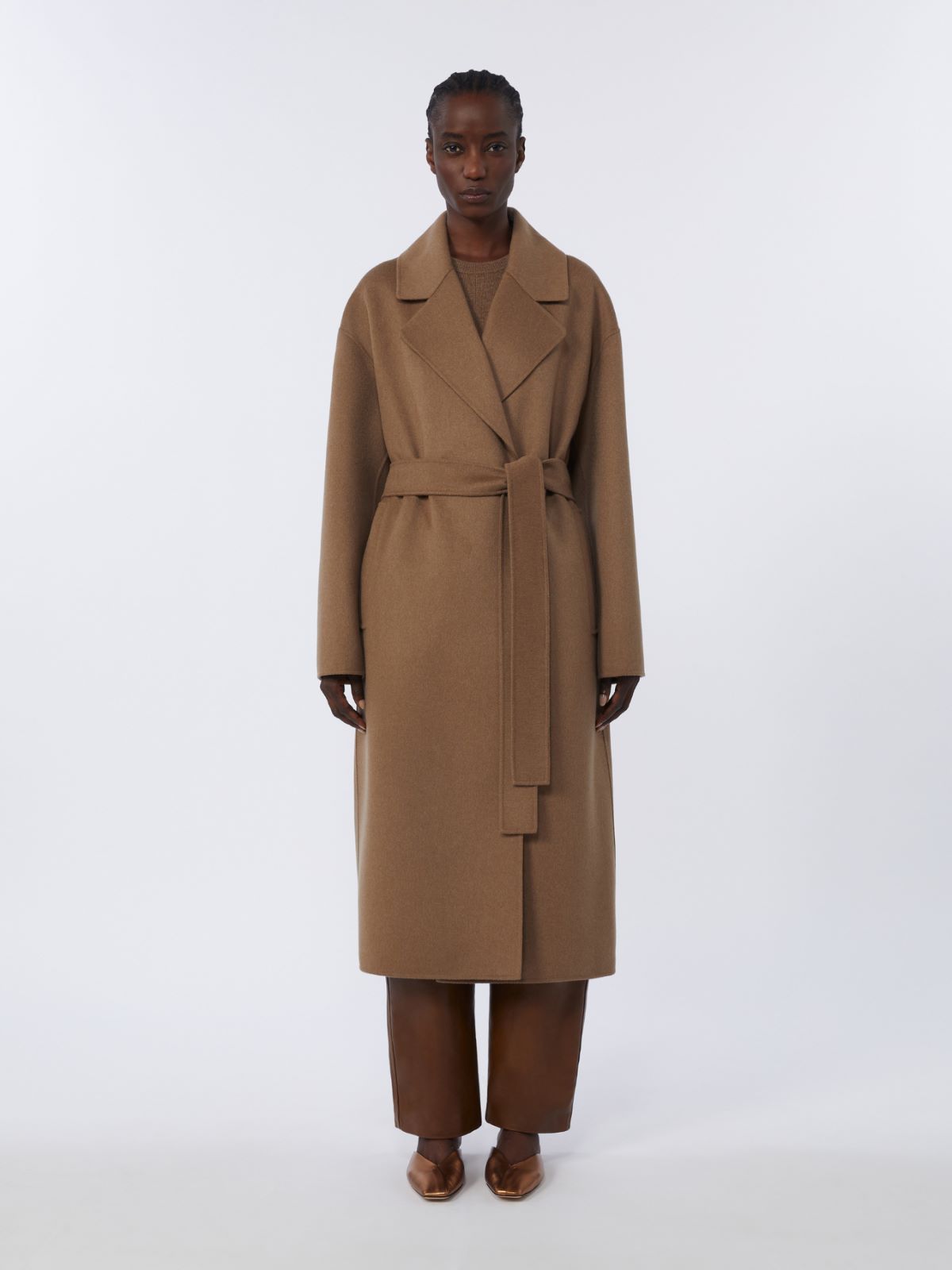 Long wool broadcloth coat - CAMEL - Max Mara - 4