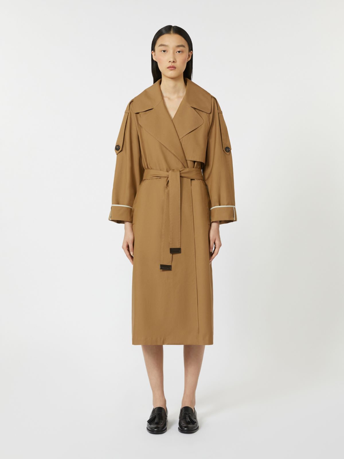Oversized water-repellent twill trench coat - BROWN - Max Mara - 5