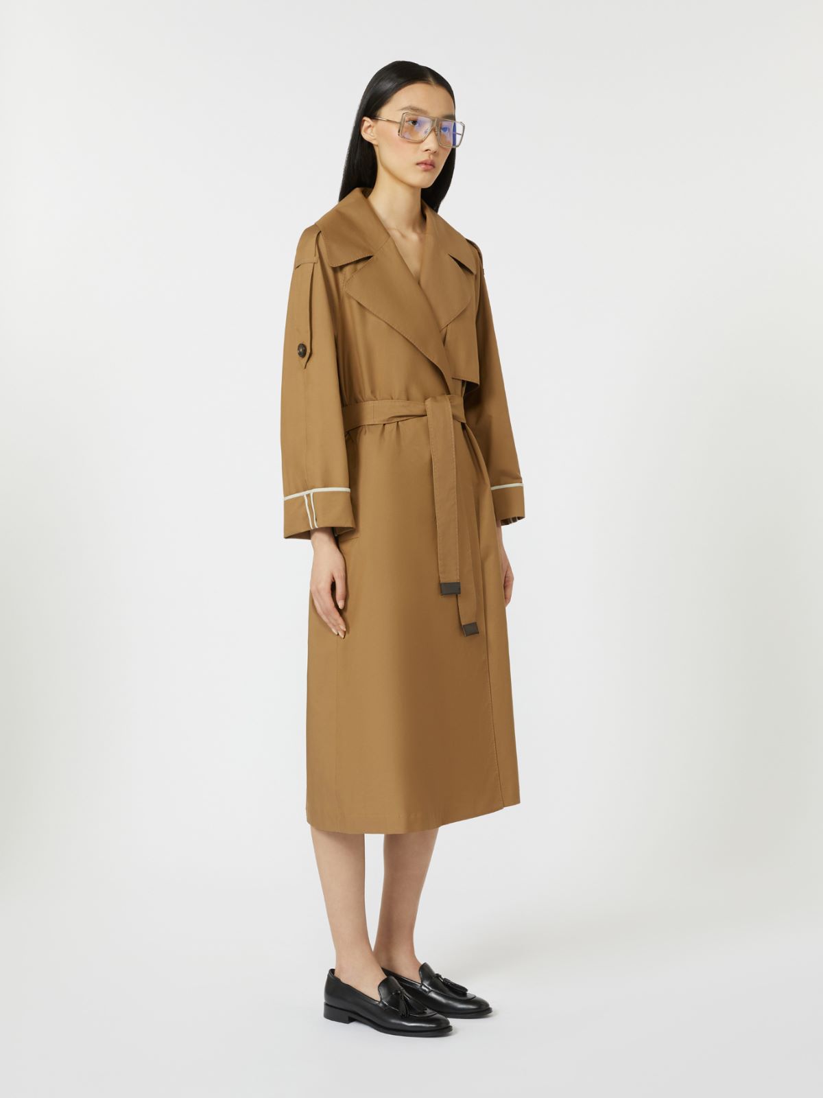 Oversized water-repellent twill trench coat - BROWN - Max Mara