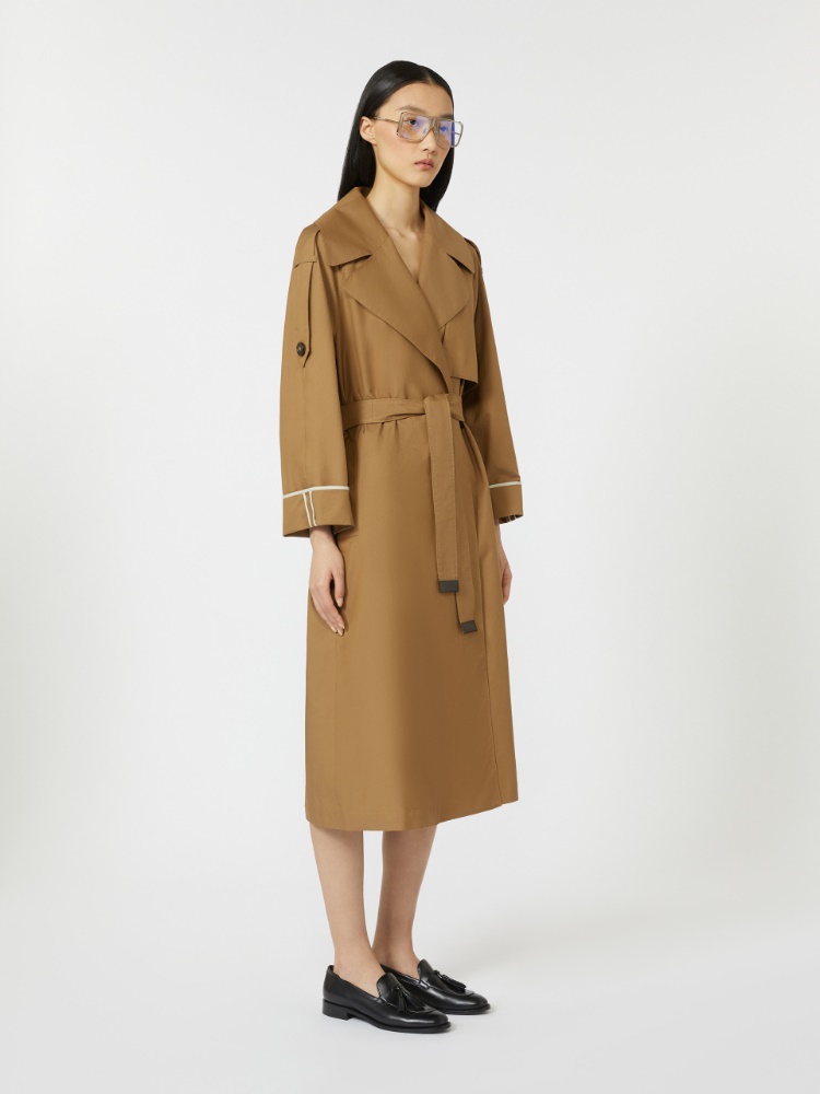 Oversized water-repellent twill trench coat - BROWN - Max Mara