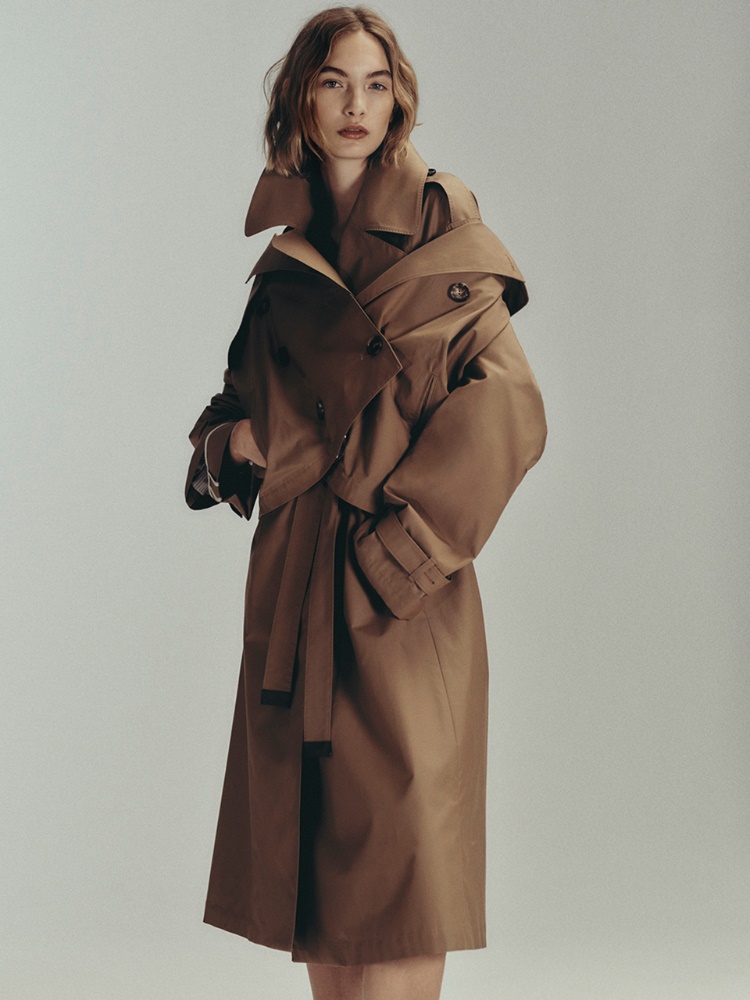 Oversized water-repellent twill trench coat + BROWN - Max Mara