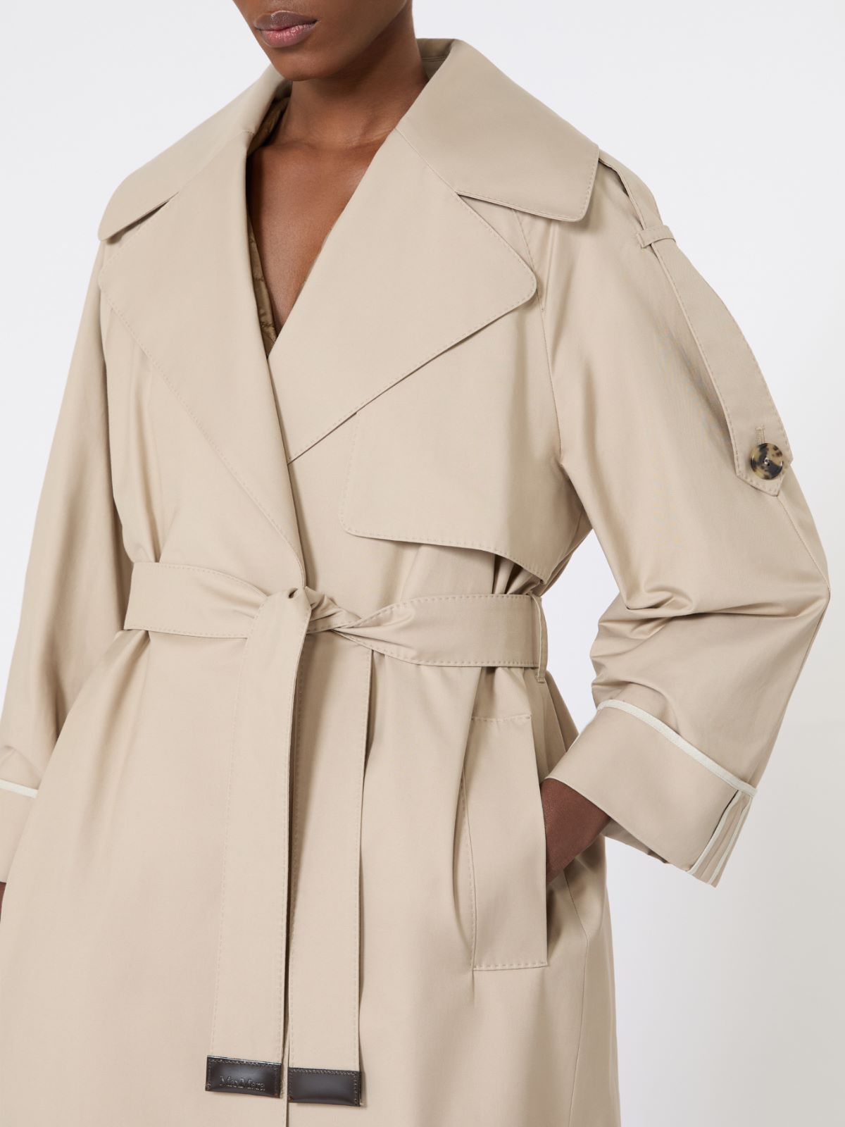 Oversized water-repellent twill trench coat - SAND - Max Mara - 6