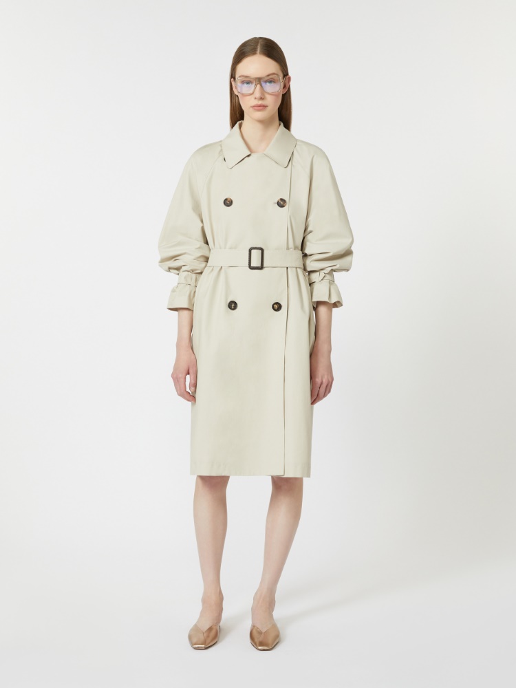 Double-breasted water-repellent twill trench coat - NATURAL - Max Mara