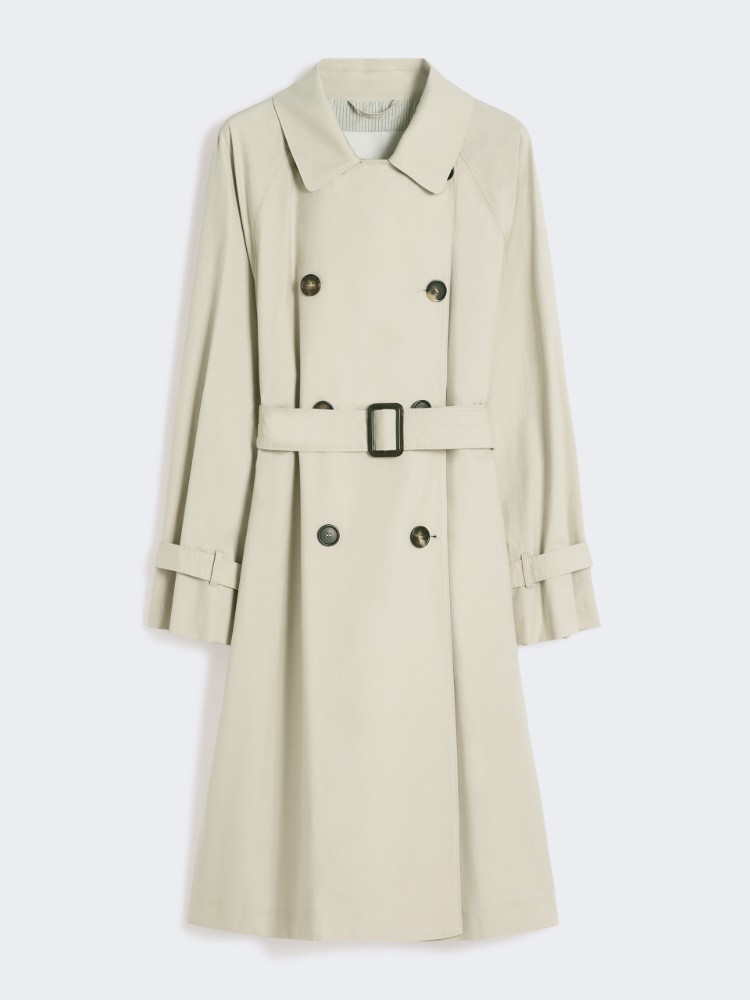 Double-breasted water-repellent twill trench coat - NATURAL - Max Mara