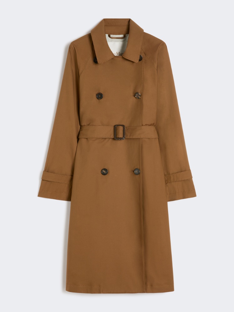 Double-breasted water-repellent twill trench coat - TOBACCO - Max Mara