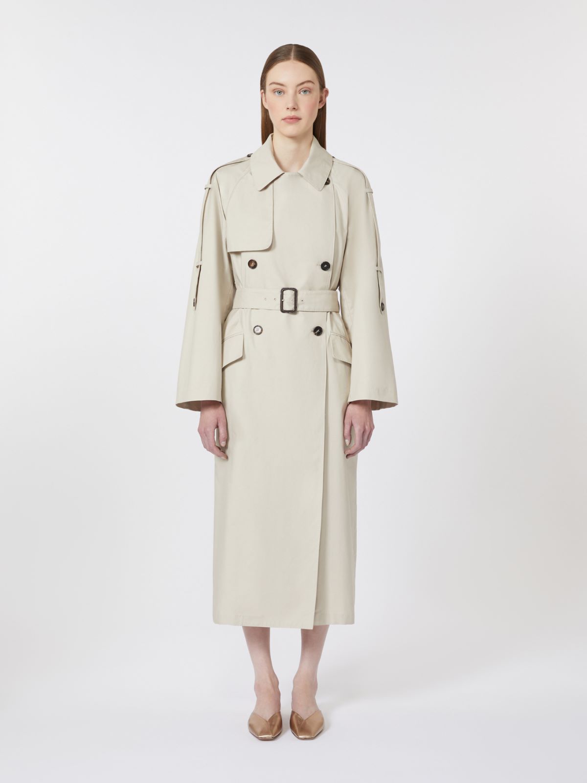 Wide water-repellent twill trench coat - NATURAL - Max Mara - 5