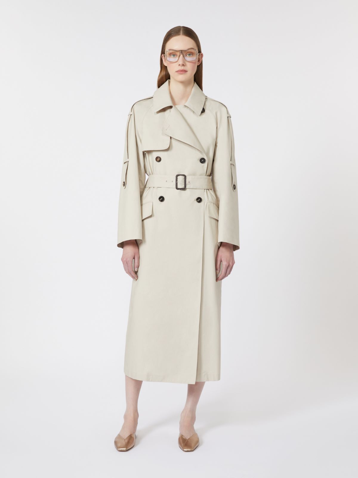Wide water-repellent twill trench coat - NATURAL - Max Mara
