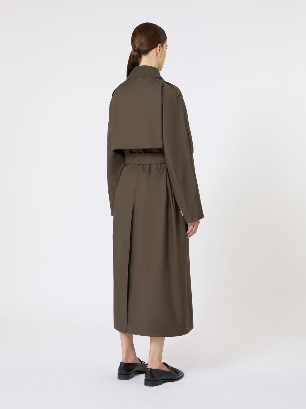 Wide water-repellent twill trench coat - GREEN - Max Mara - 6
