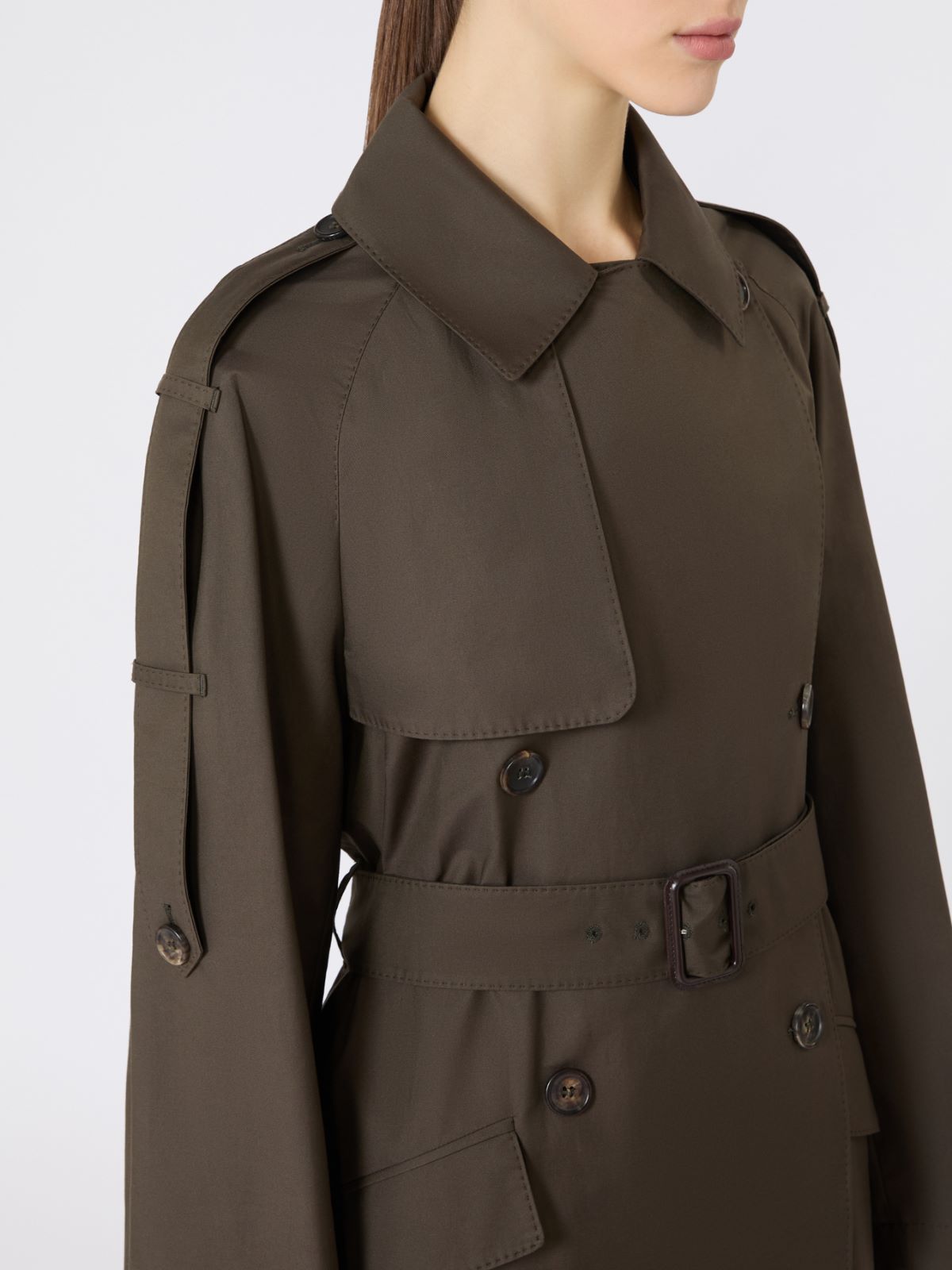Wide water-repellent twill trench coat - GREEN - Max Mara - 6