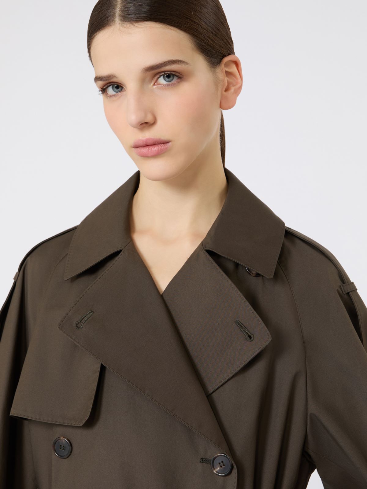 Wide water-repellent twill trench coat - GREEN - Max Mara - 6