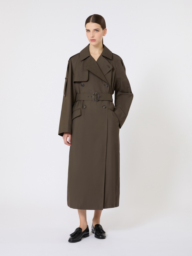 Wide water-repellent twill trench coat - GREEN - Max Mara