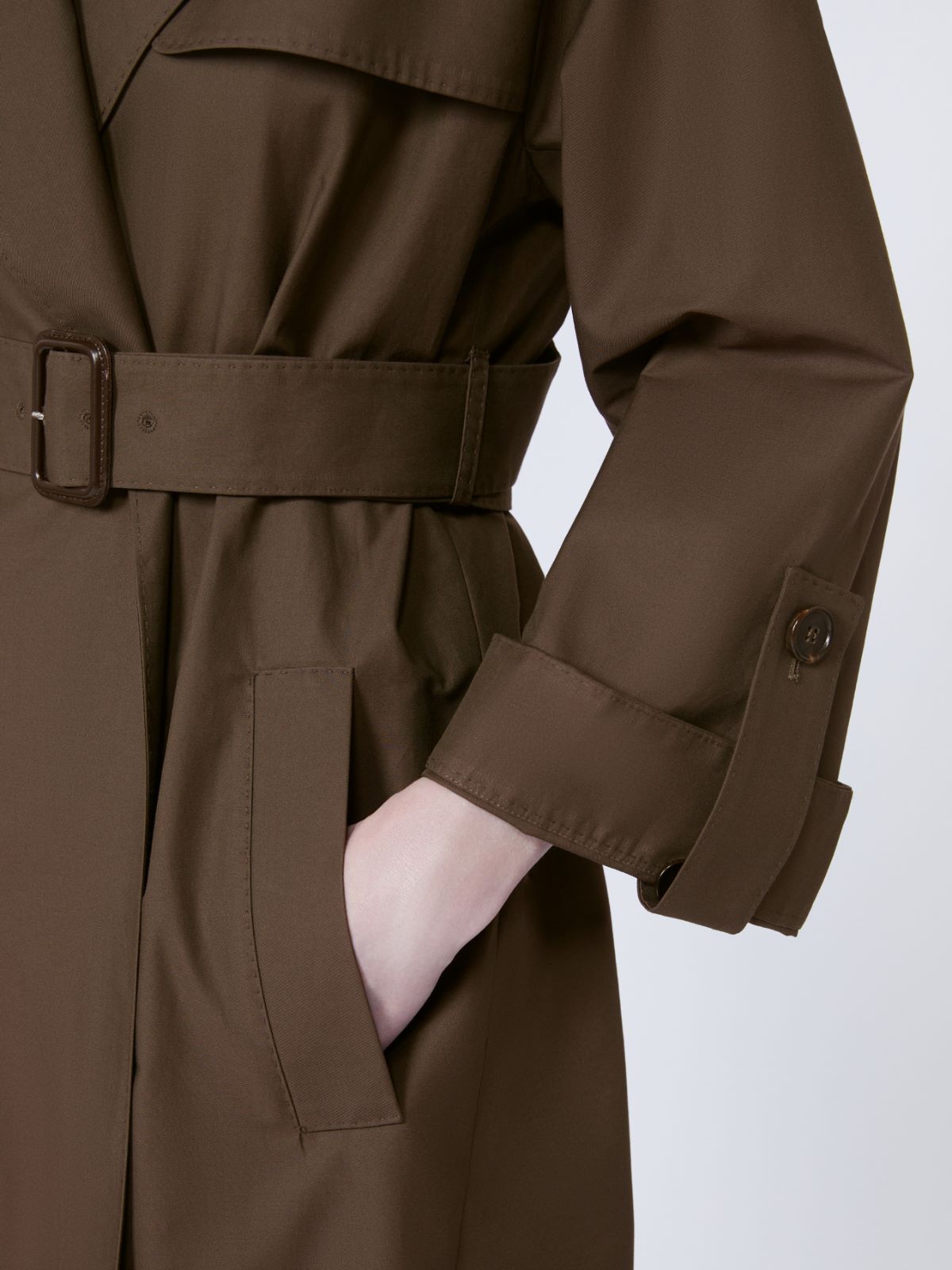 Belted water-repellent twill trench coat - CHOCOLATE - Max Mara - 6