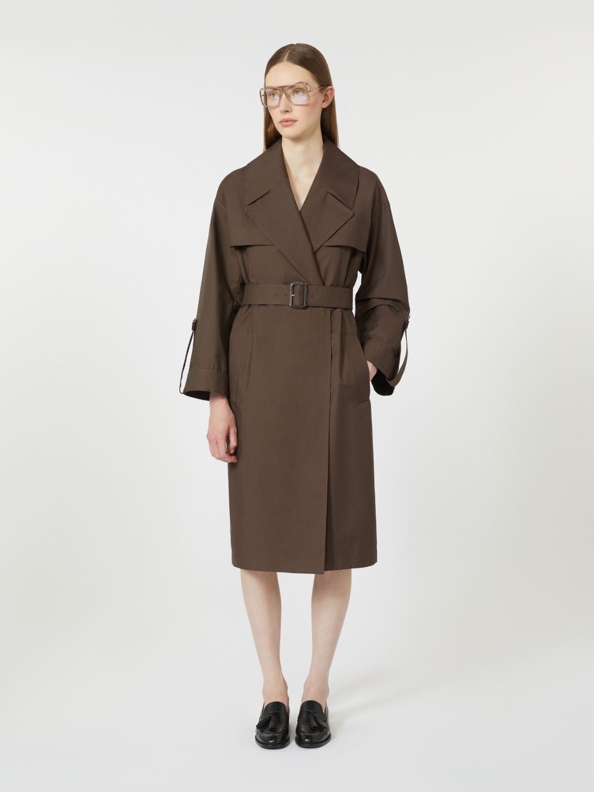 Belted water-repellent twill trench coat - CHOCOLATE - Max Mara