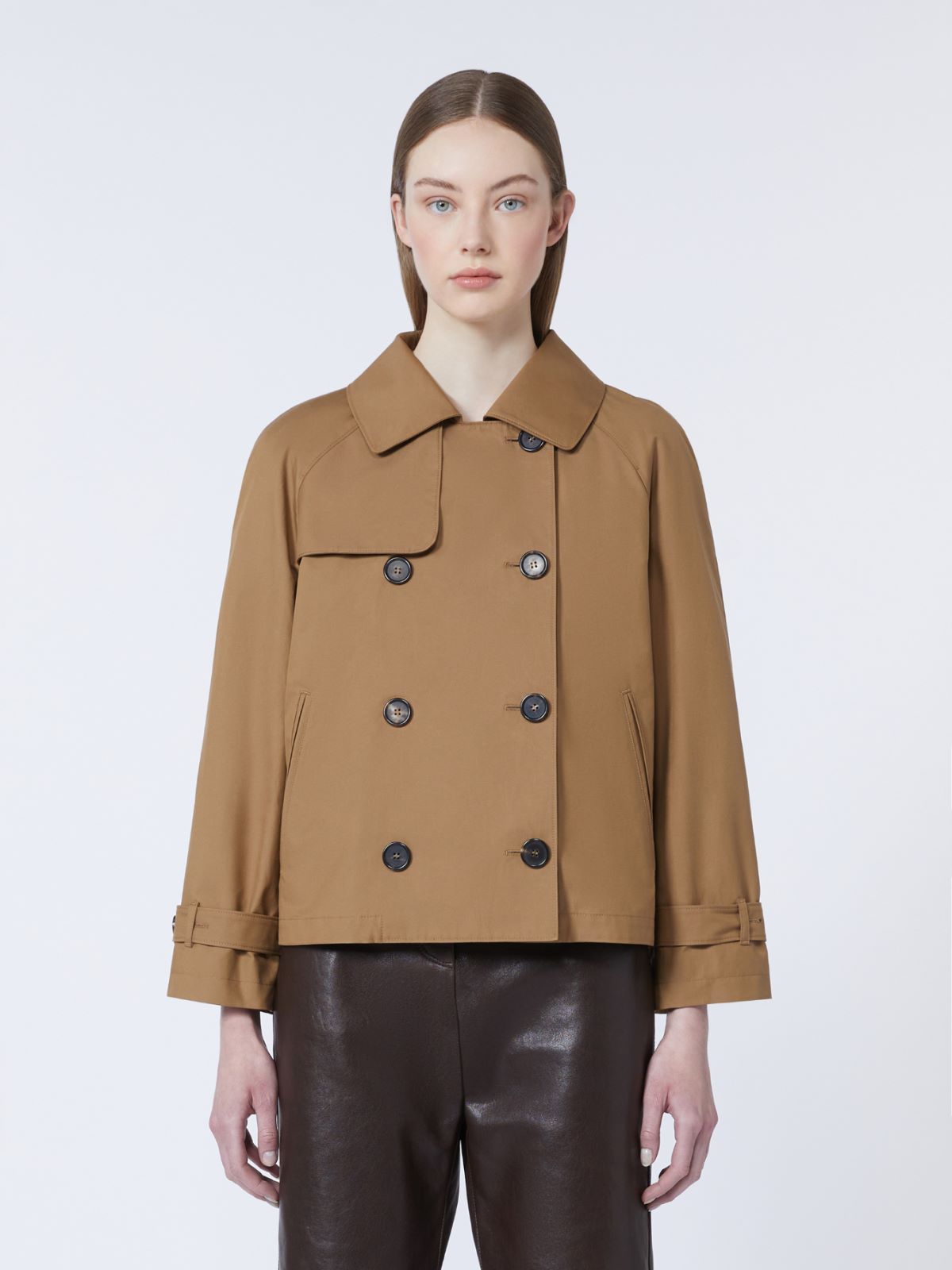 Short water-repellent twill trench coat - BROWN - Max Mara - 5
