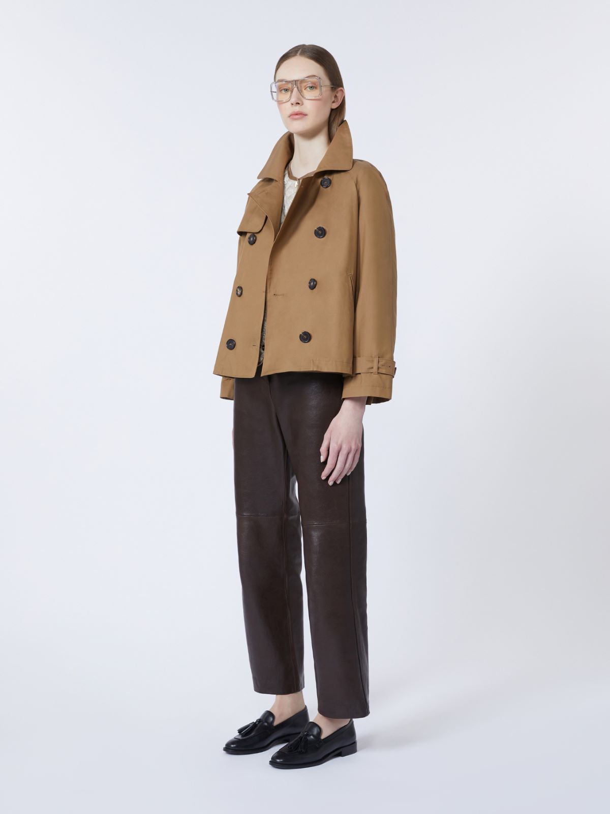 Short water-repellent twill trench coat - BROWN - Max Mara